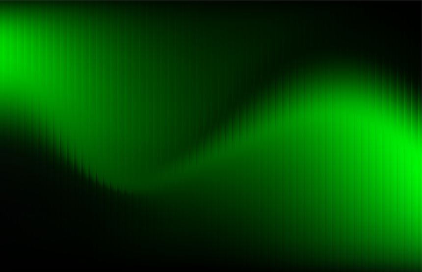 A moody and sophisticated abstract vector background featuring a deep forest-to-neon green gradient. The composition is defined by a rhythmic vertical stripe pattern that creates a sense of digital texture and motion. Ideal for cybersecurity websites, high-tech SaaS headers, and gaming-themed marketing materials.