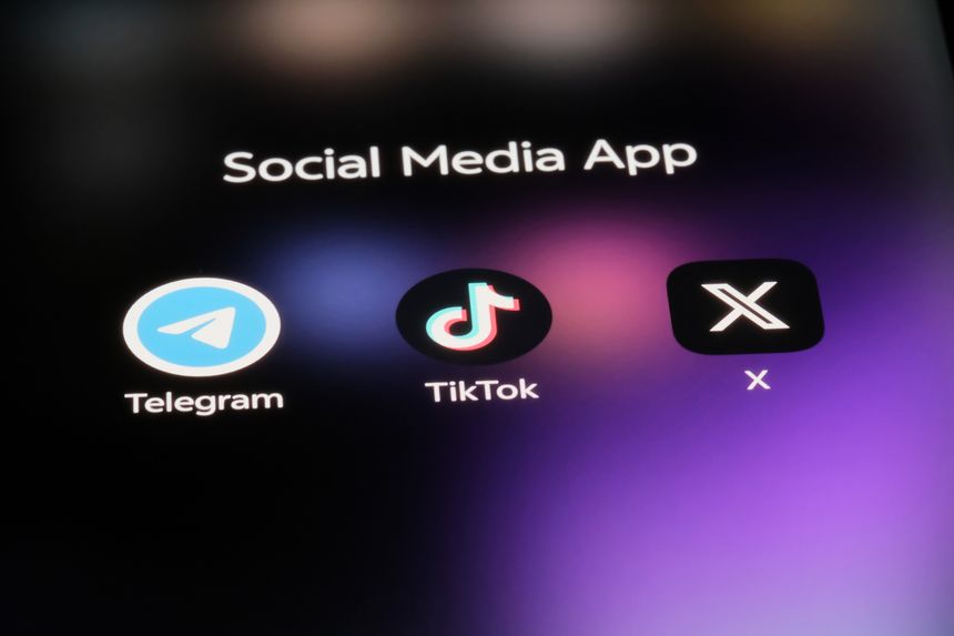 Shanghai,China-Feb.4th 2026: TikTok, Telegram and X twitter. Assorted social media app icons