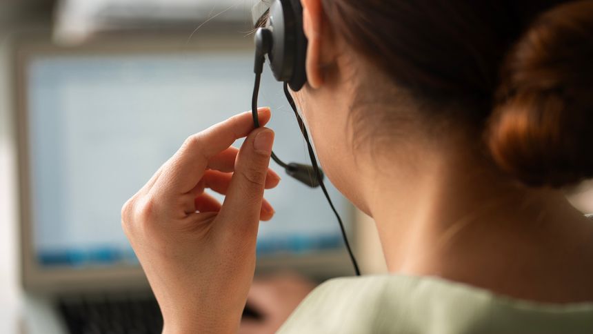 Woman working in a call center