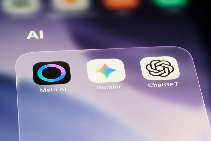 Shanghai,China-Feb.4th 2026: Gemini, Meta AI and ChatGPT, AI app icons
