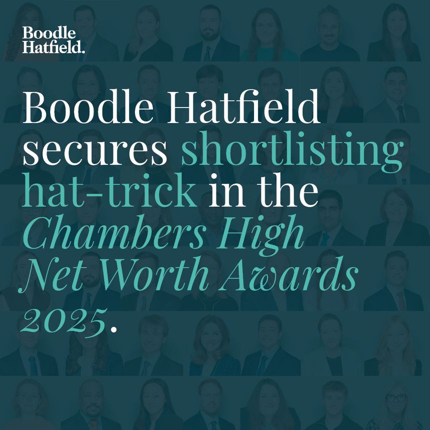 Boodle Hatfield secures shortlisting hat-trick in the Chambers High Net Worth Awards 2025