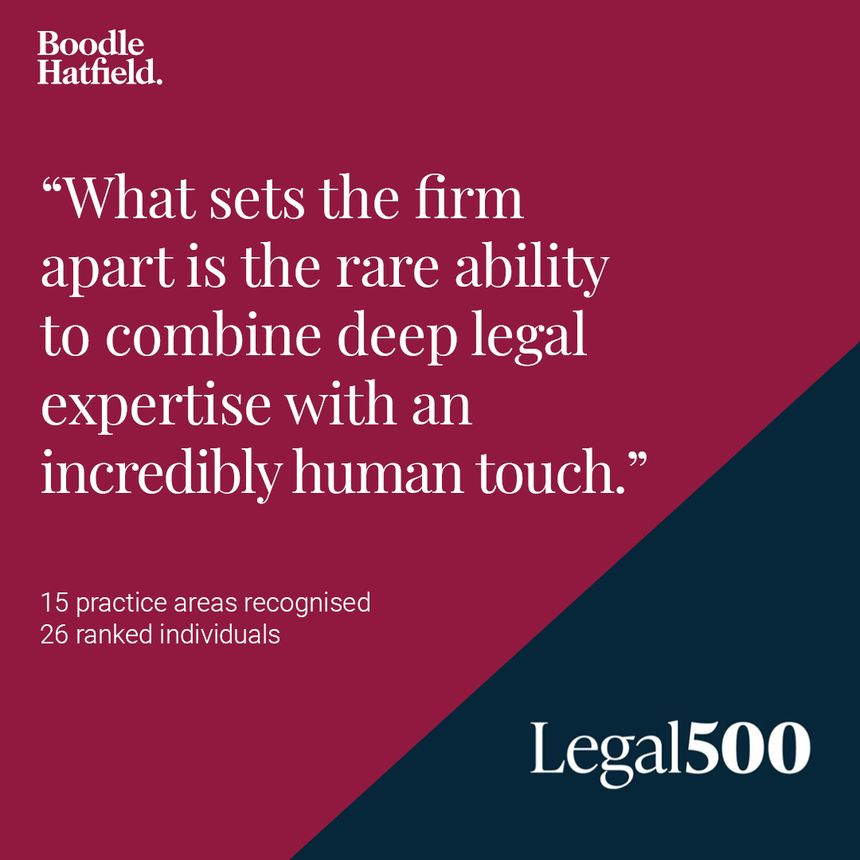 Boodle Hatfield celebrates top-tier success in Legal 500 UK 2026 rankings