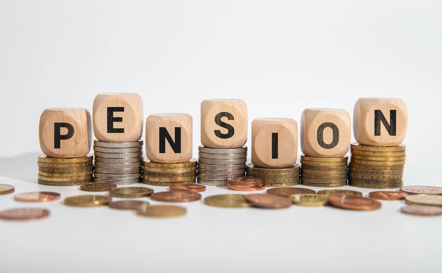 PENSION word on block concept.