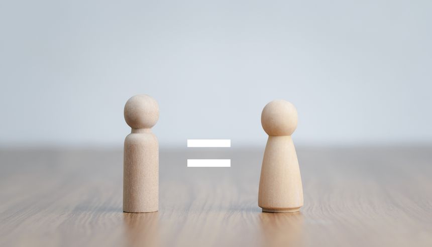 Gender equality concept, Figure wood the men and women Equality between men and women. Gender equality and tolerance. Sex sign as a metaphor of social issue.