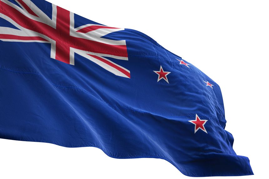 New Zealand New Zealandflag close-up waving isolated white background realistic 3d illustration