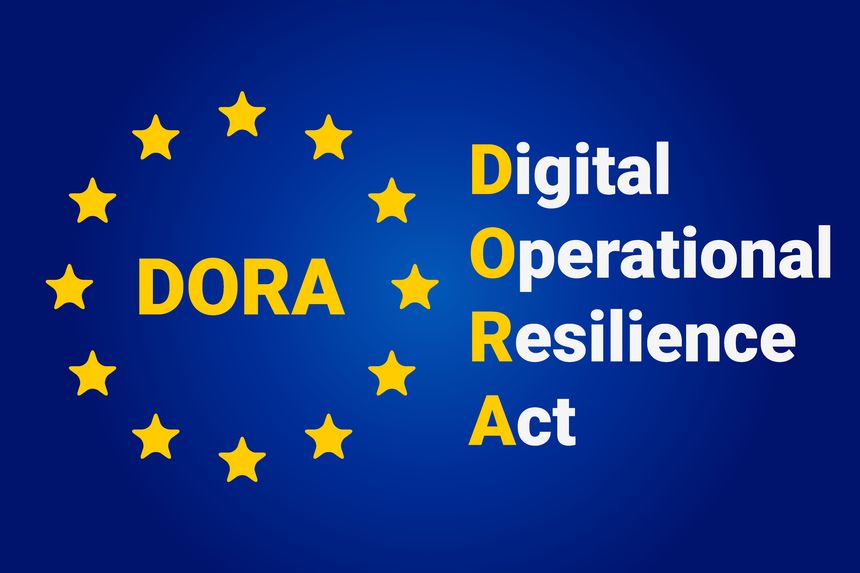 DORA - digital operational resilience act. EU flag. Vector illustration