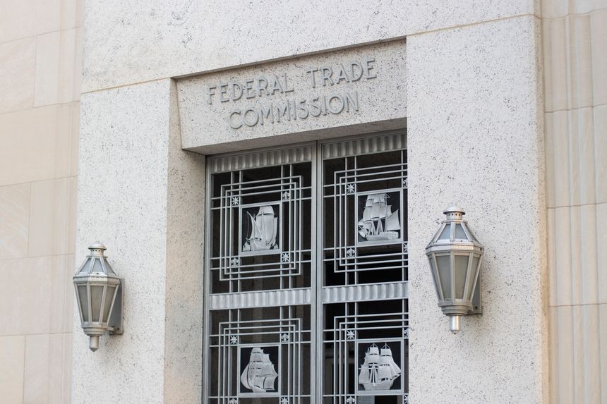 Washington, DC, USA - June 21, 2022: One of the entrances to the Federal Trade Commission Building in Washington, DC, that serves as the headquarters of the Federal Trade Commission (FTC).