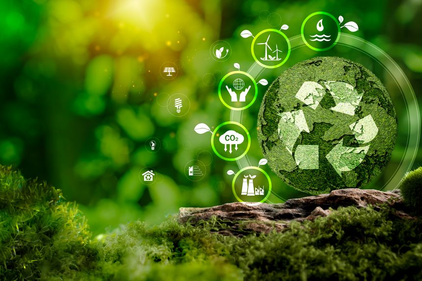 Zero waste, Net zero concept. eco-friendly. Climate neutral long term strategy. Sustainable business development. Reuse Reduce Recycle symbol. Conscious consumption. Waste management. Earth day banner