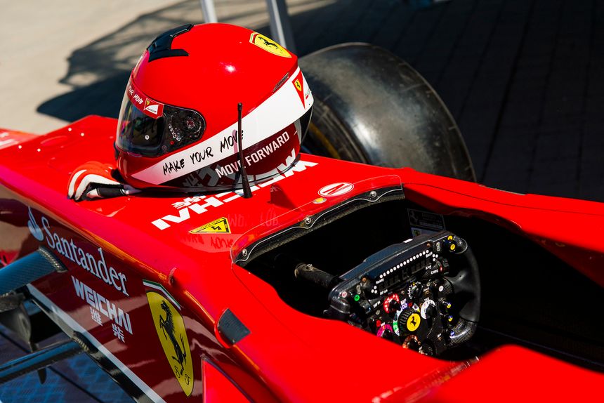Lviv, Ukraine - Juny 6, 2015: Cockpit of the Ferrari F1 bolide on display at in the championship of Ukraine drifting in Lviv.