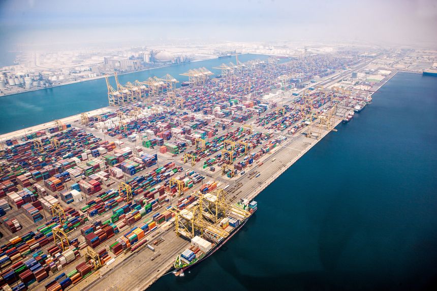 Aerial view of Jebel Ali Port, Dubai
