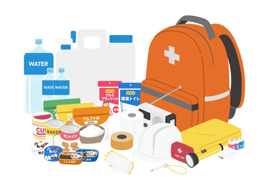 This is an illustration of collected emergency preparedness items.