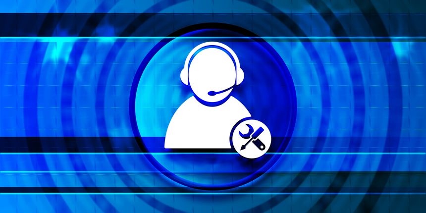 Tech support icon optimum prime digital smart blue banner background abstract geometric pattern futuristic motion illustration