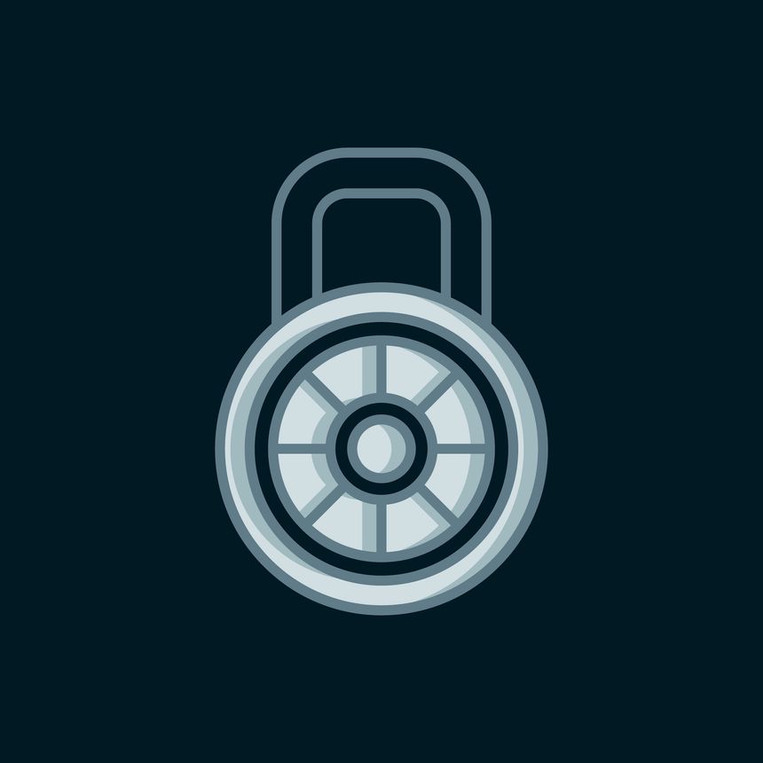 Line Safe combination lock icon isolated on black background. Combination padlock. Security, safety, protection, password, privacy. Flat filled outline style with shadow. Vector.