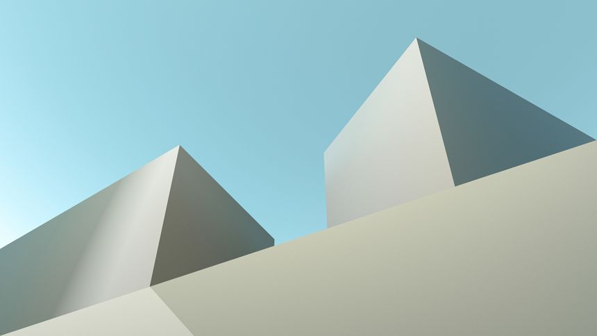 Minimal architectural design.Construction,building with shadow.Beige building abstract futuristic.Banner.3D render.