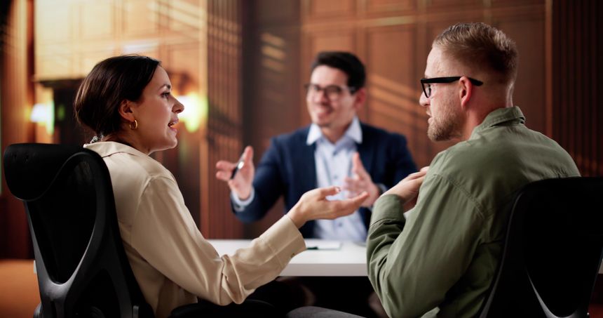 Legal Counselor Mediates Heated Divorce Dispute Between Angry Latino Couple