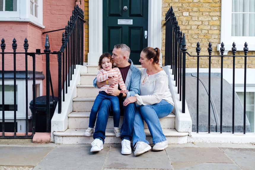Happy Family on Front Porch