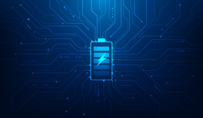 battery power charge energy digital line circuit technology background. Future ev energy storage concept. charging car station. vector illustration.
