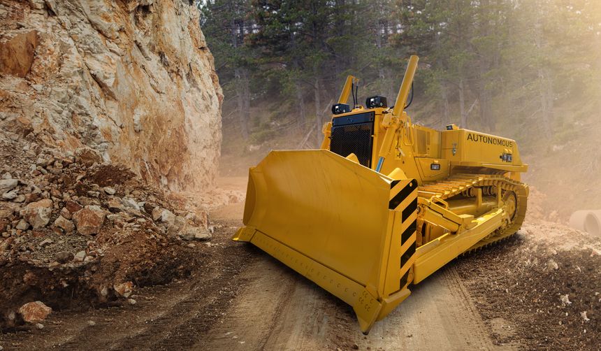 Concept of an autonomous bulldozer. Smart industrial machine