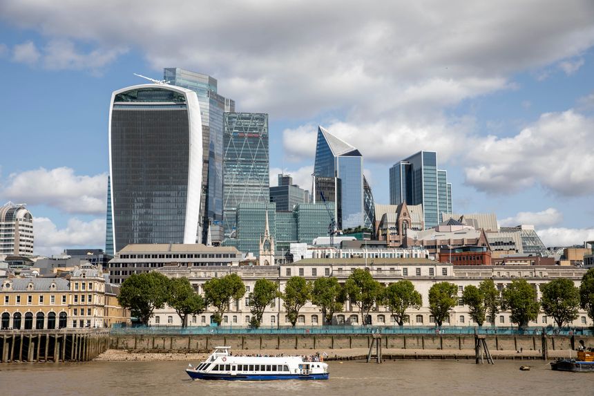 London, UK - August 23, 2024. ​View of London's Skyline from the south bank of the River Thames.