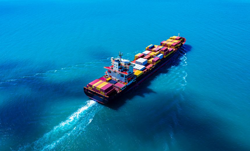 Aerial view of Business trip with ship the partner connection Container Cargo freight ship for Import Export