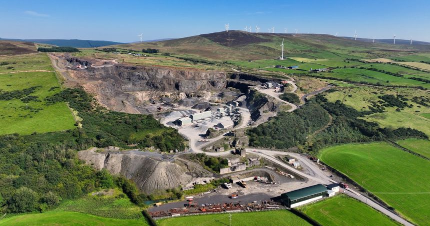 Aerial view of P Keenan Road Surfacing Corkey Quarry Co Antrim Northern Ireland