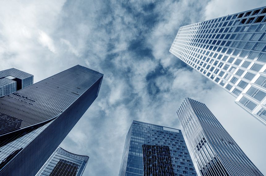 Low angle shot of skyscrapers, Shenzhen, China