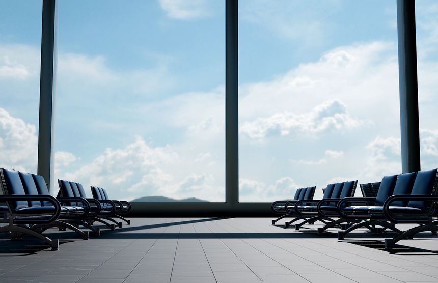 Modern airport terminal building