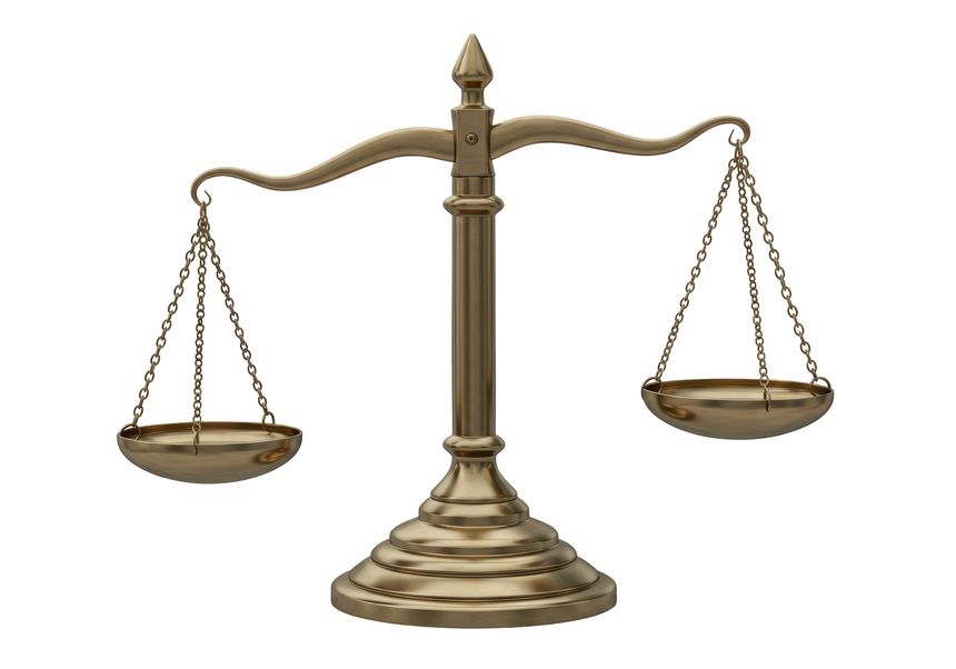 Isolated Golden Scales of Justice Symbolizing Balance and Legal System