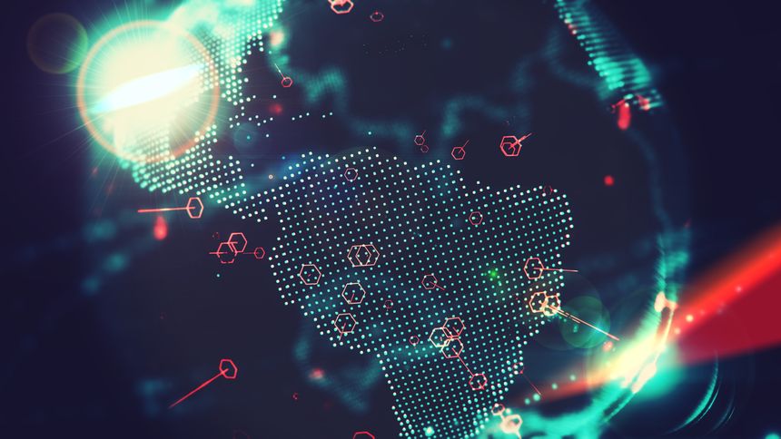 Digital World With Africa Perspectiva, Internet of Things and Big Data Concept. The Image was made in computer graphics and some details in photoshop.