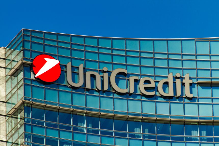 Detail of Unicredit Tower in Milan, Italy. Tower was opened at 2012 and with 231 metres, it is the tallest building in Italy