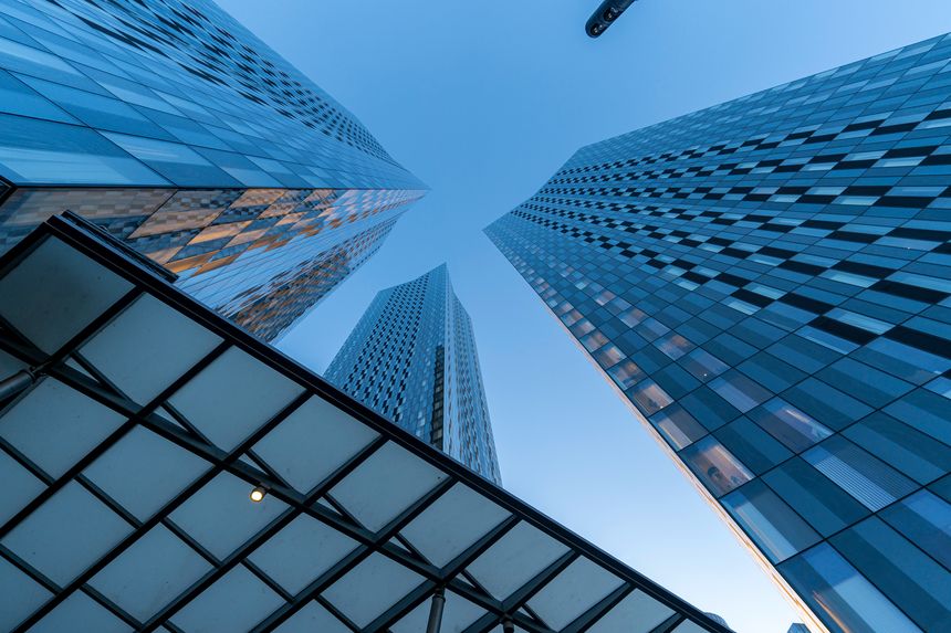 Image of Deansgate Square modern tall skyscrapers in Manchester - UK