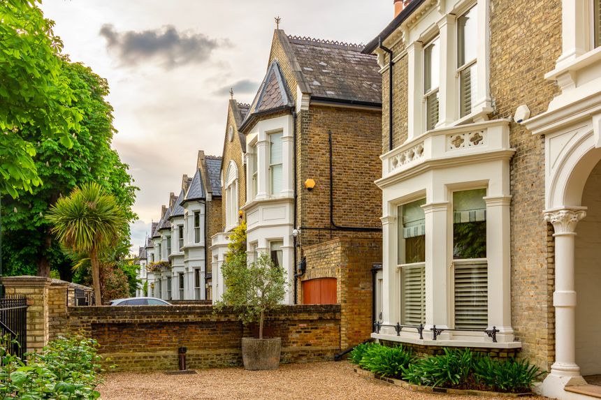 Residential houses on streets of Richmond-upon-Thames, London, UK