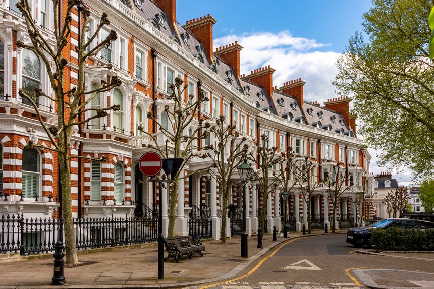 Traditional British architecture in Kensington, London, UK
