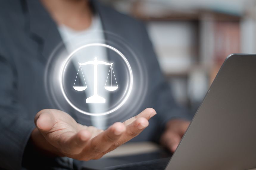 Business law labor law attorney concept. Labor Law, Attorney Law on Modern Virtual Interface.