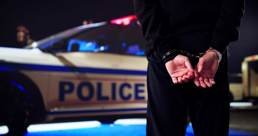 Older Man In Handcuffs Caught In Police Drug Bust