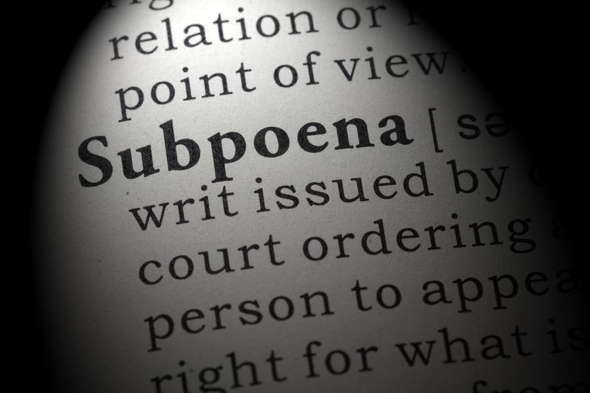 Fake Dictionary, Dictionary definition of the word subpoena. including key descriptive words.