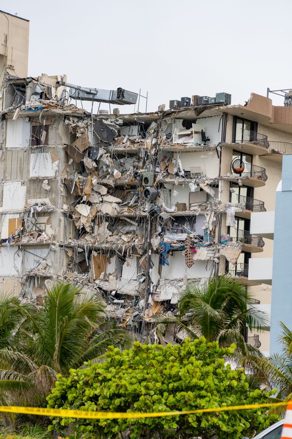 Miami, FL, USA - June 24, 2021: Sections of the champlain towers Surfside Miami Beach which collapsed
