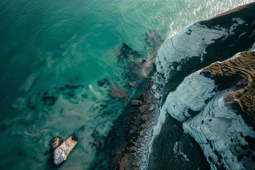 white cliffs by the sea scenic background
