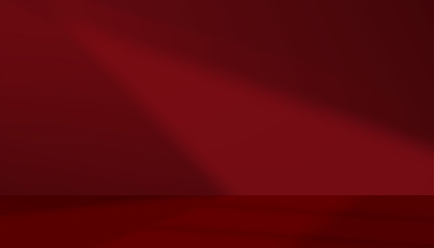 Christmas Background,Red wall interior studio room with light, shadow window on podium floor display for Valentine product placement on website.Chinese New Year 2025 banner