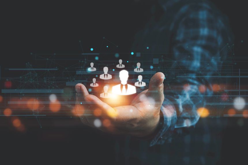 Customer Relationship Management, Businessman use tablet with global structure customer network technology, Data exchanges development. customer service, social media. digital marketing online.