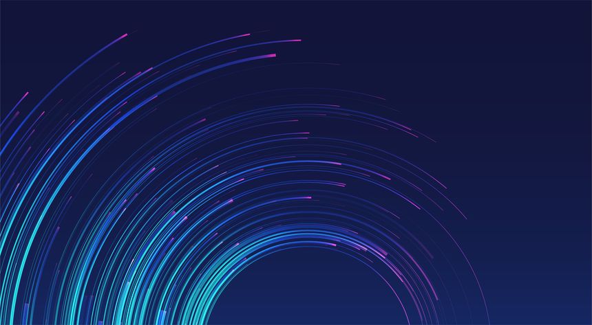 Glowing lines on blue background. Abstract modern lines. Cool gradient shapes. Graphic concept for your design