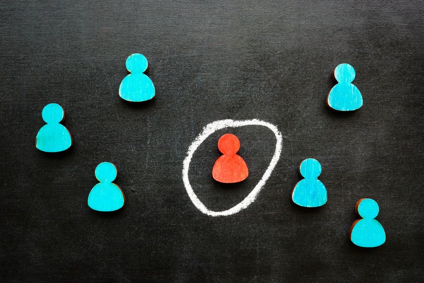 Figures and one special one circled as problem employee for dismissal.