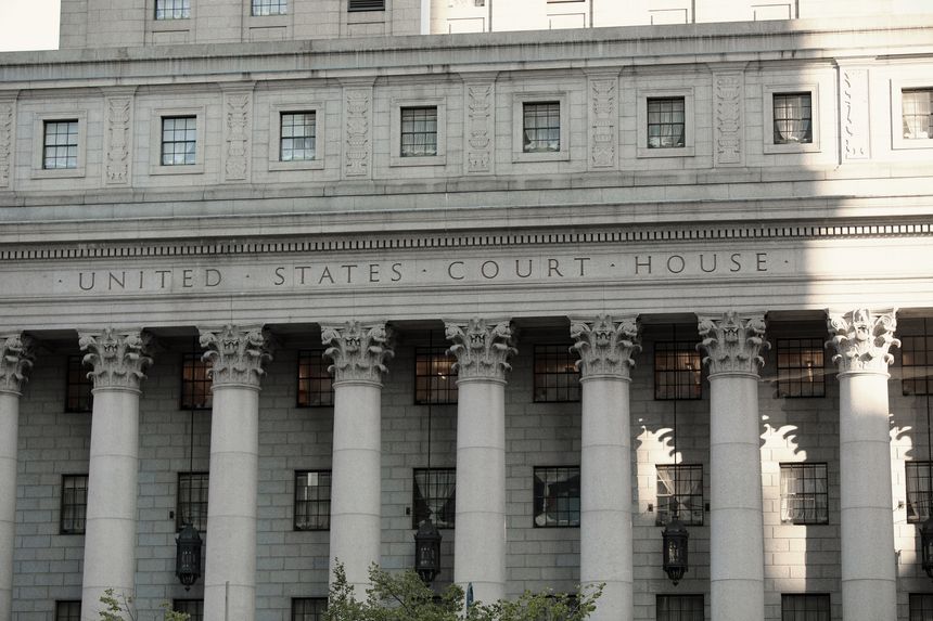 Main facade and colonnade of the Manhattan US Courthouse