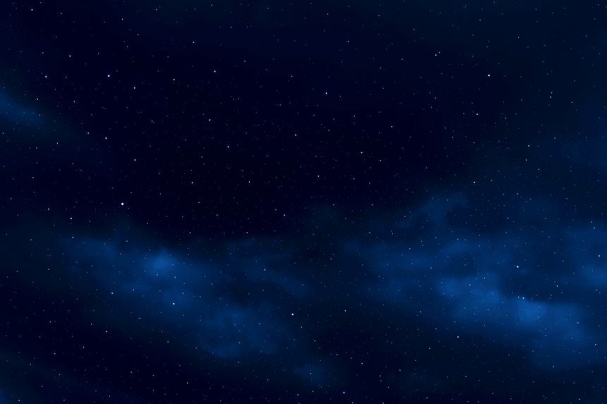 Starry night sky. Dark blue galaxy space background. Glowing stars in space. New Year, Christmas and Celebration background concept.