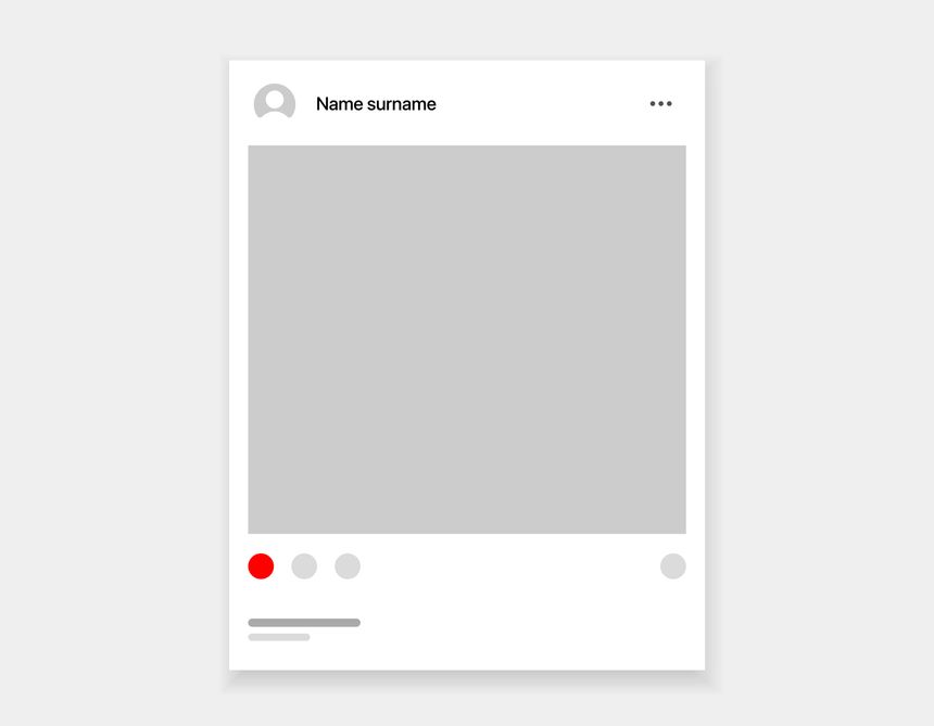 Social media carousel post template mockup. Mobile app interface with blank pictures, editable posts. Scroll frame pages, social media photography.