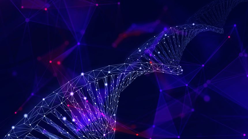 DNA concept with duotone plexus lines