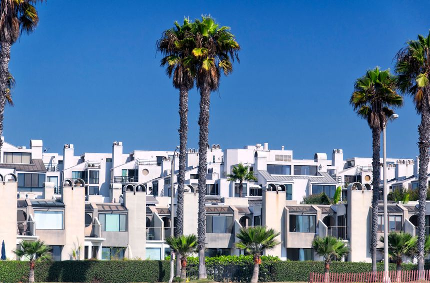 Luxury beachfront condominiums in sunny santa monica, california.