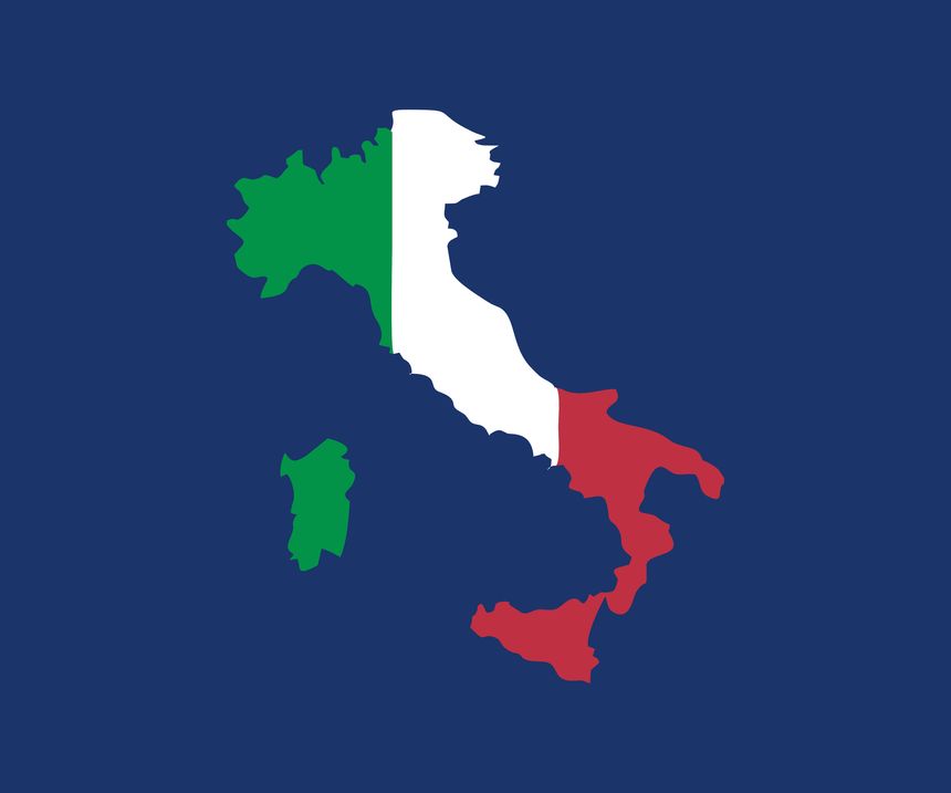 Italy map with flag icon. Italy border boundary country shape nation national vector design and illustration.