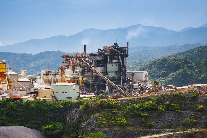 A large building quarry in the mountains