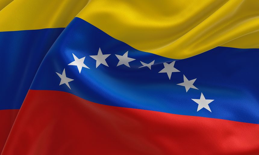 Venezuela flag, from fabric satin, 3d illustration